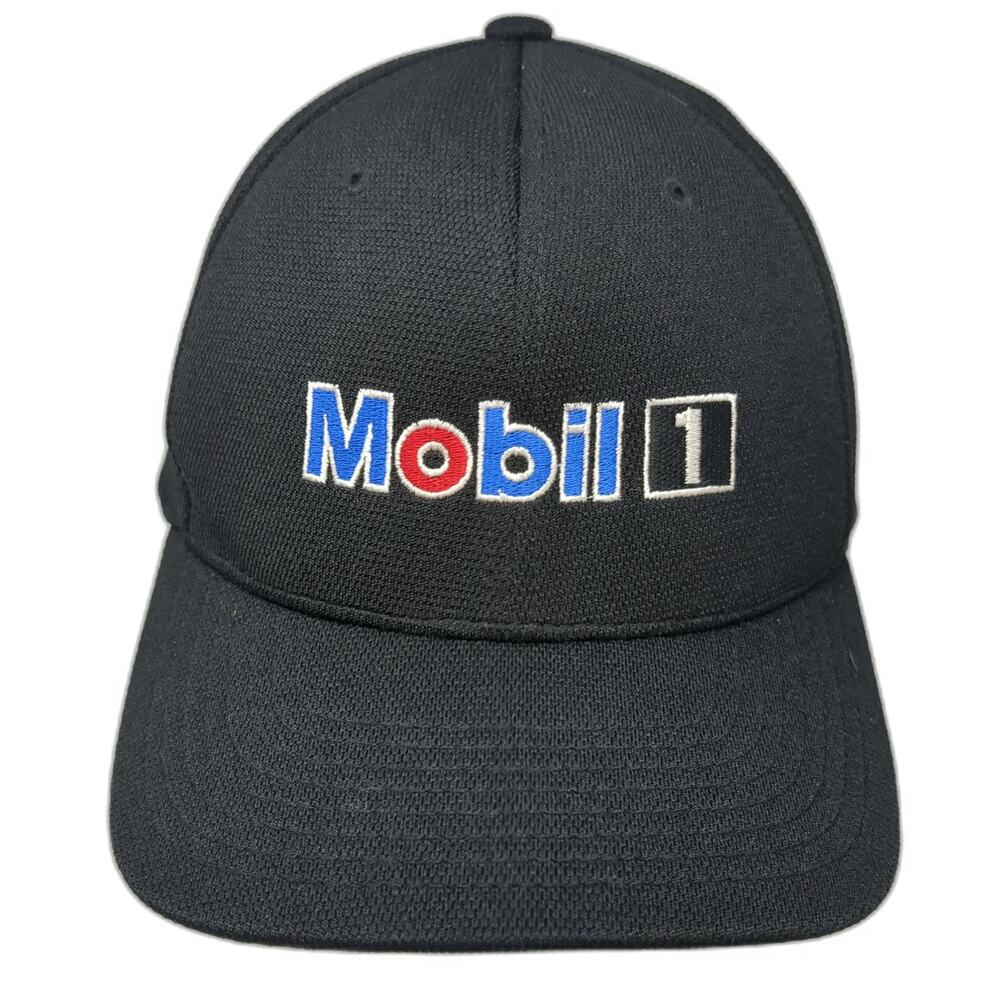Flexfit Mobil 1 Baseball Cap Black XL Fitted Polyester Embroidered Logo Hat
